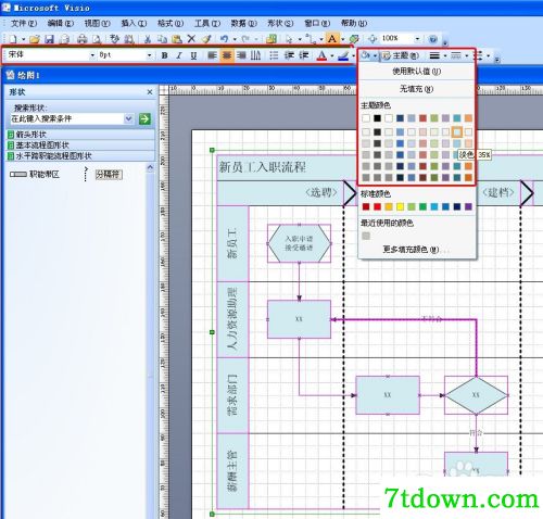visio2007画跨职能流程图9