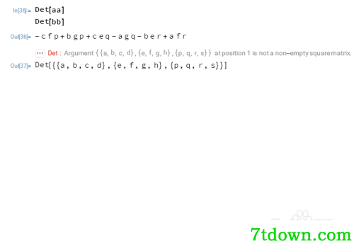 mathematica4怎么计算行列式2