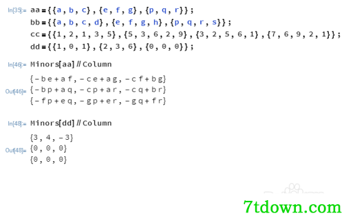 mathematica4怎么计算行列式13